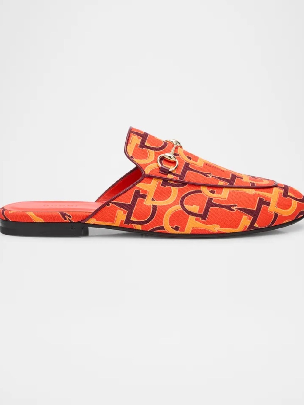 Gucci Princetown Horsebit Print Loafer Mules Orange Red EU 36/US 6